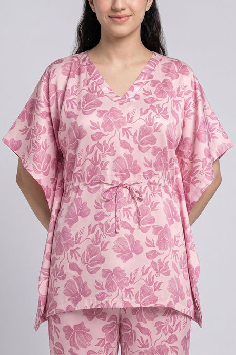 Zivame Satin Kaftan Loungewear Set - Ballet Slipper — image 6